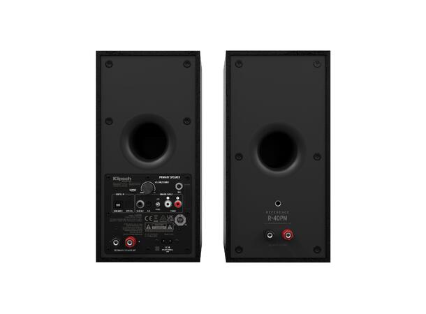 Klipsch R-40PM aktiv høyttaler - Sort Bluetooth, USB, optisk, RIAA, par 