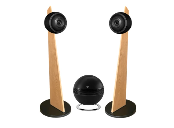 Cabasse Baltic 5 Floorstand og Pearl Sub Streaming anlegg, Black - Wood stand 