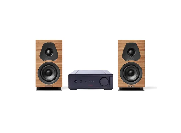 Sonus Faber Lumina I og Rega io Stereopakke med høyttalere i valnøtt 