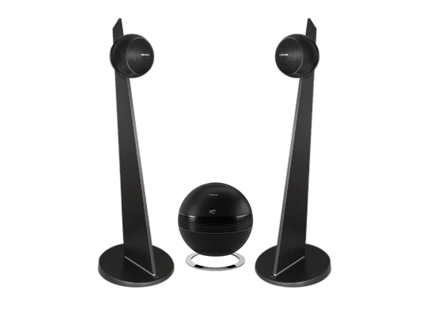 Cabasse Riga 2 Floorstand og Pearl Sub Streaming anlegg, Black - Black stand 