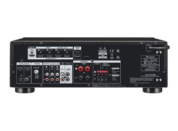Pioneer VSX-534D DAB Hjemmekinoreceiver 5.2 kanaler. 4K. 