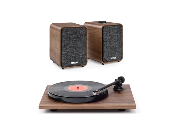 Ruark MR1 Mk3 /  Rega Planar 1, Walnut Aktive høyttalere og platespiller 
