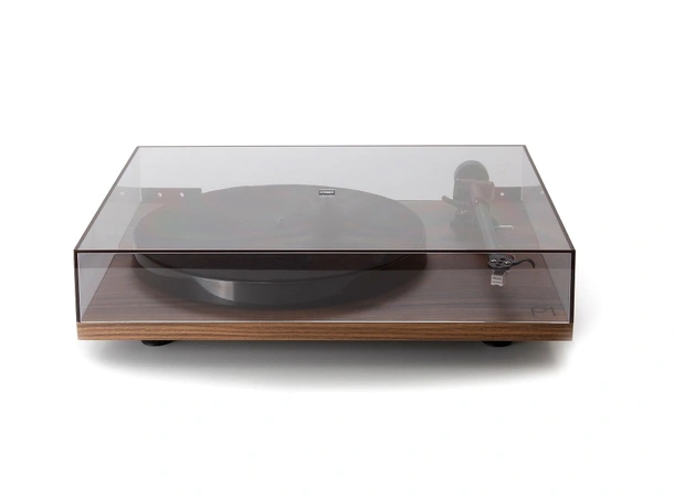 Rega Planar 1 Plus, Carbon, walnut RIAA-trinn, RB110 arm, EBLT drivrem 
