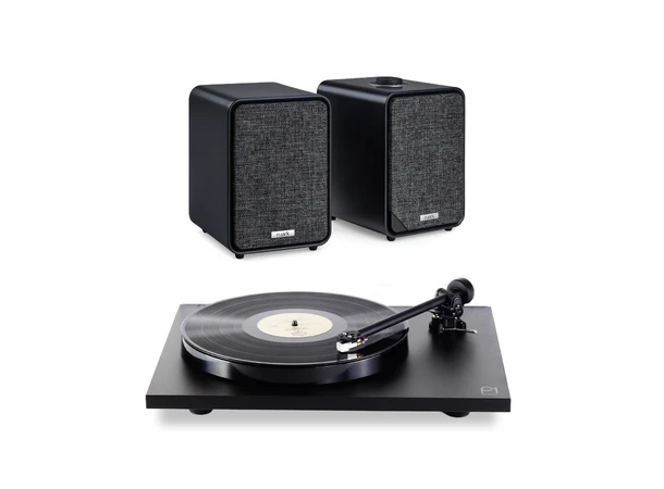 Ruark MR1 Mk3 /  Rega Planar 1, Black Aktive høyttalere og platespiller 
