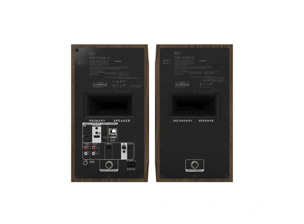 Klipsch The Fives II, Walnut Aktive streaming-høyttalere, HDMI, RIAA 