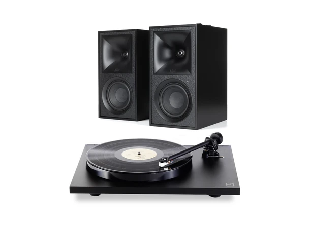 Klipsch The Fives / Rega Planar 1 ECO Aktive høyttalere og platespiller - Sort 