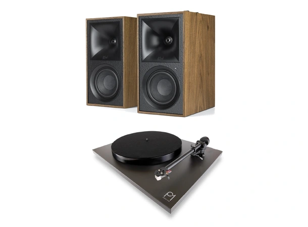 Klipsch The Fives / Rega Planar 1 ECO Aktive høyttalere og platespiller Walnut 