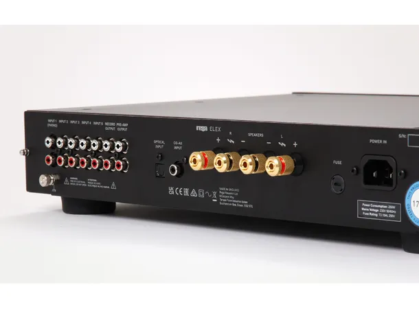 Rega Elex Mk4, forsterker 2x90 watt, MM-Riaa, DAC, fjernkontroll 