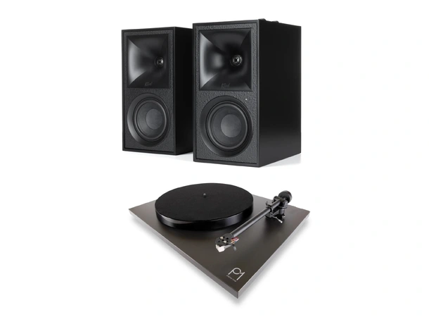 Klipsch The Fives / Rega Planar 1 Aktive høyttalere og platespiller, Black 