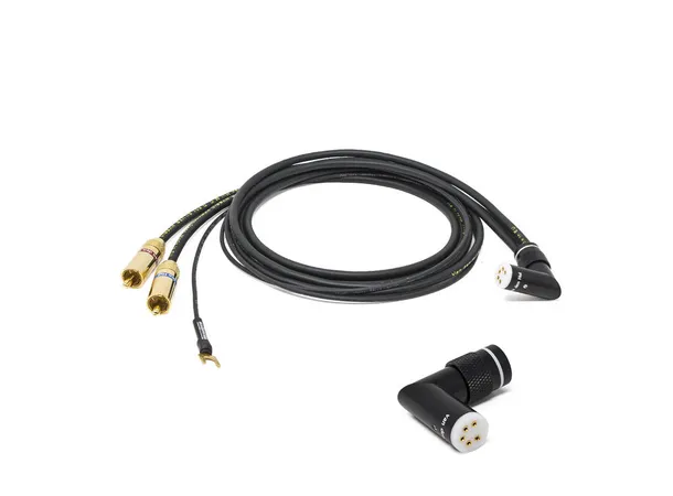 VdH D-501 Hybrid, TAC 90-RCA, 1.5m Angled DIN-RCA tonearmskabel, sølv OFC 
